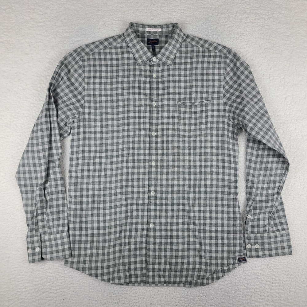Good Man Shirt Mens Large Gray‎ Gingham Check Flannel Dress Button Up